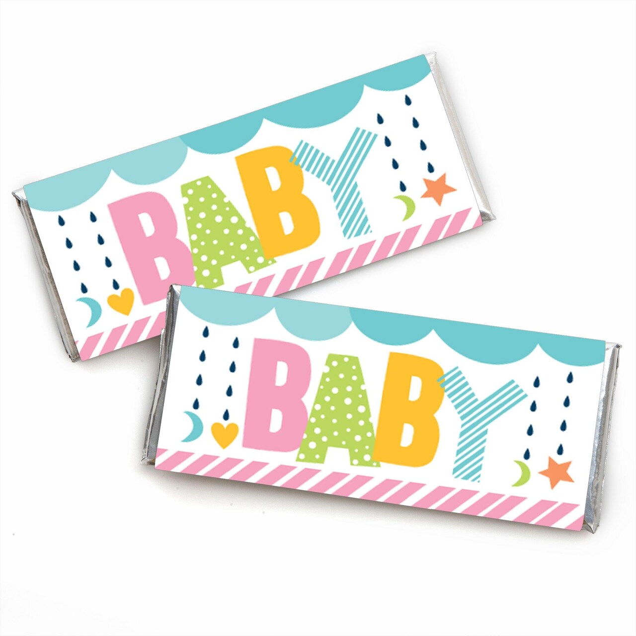 Big Dot of Happiness Colorful Baby Shower - Candy Bar Wrapper Gender Neutral Party Favors - Set of 24